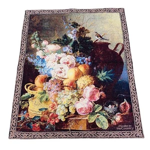 Peaches and Roses Fruits Floral Grande Tapestry Wall Hanging - Picture 1 of 1