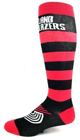 Portland Trailblazers Basketball Red & Black Striped Thin Long Socks Cover