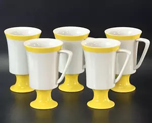 Seyei Fine China Japan Yellow Band Coffee Mug Set of 5 Tea Cups 5.5" - Picture 1 of 6