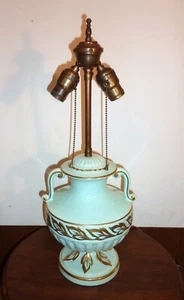 COWAN ART POTTERY 1920’S ERA ART DECO LAMP IN BEAUTIFUL AQUA & GOLD PRICE DROP! - Bild 1 von 12