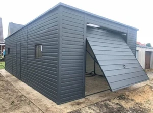 Blechgarage Einzelgarage Fertiggarage, 5X9 m, Pultdach, Lager, Halle - Bild 1 von 5