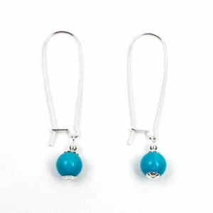 8MM LAVENDER JADE 925 SILVER LEVER BACK EARRINGS - Picture 1 of 1