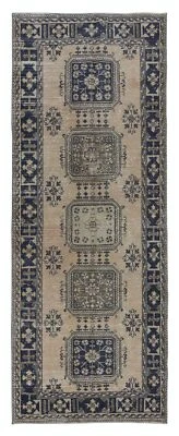 4.6x11.7 Ft Vintage Stair Runner, Handmade Corridor Carpet, Turkish Hallway Rug - Image 1 of 4