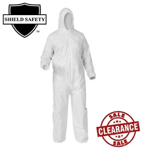 25 Pieces, 55G Microporous White Coverall with Hood, Size: Large (L) - Picture 1 of 1