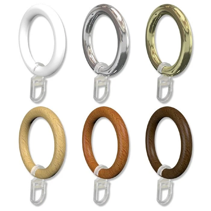 Gardinenringe aus Kunststoff & Holz, Ringe für 28 mm Ø Gardinenstangen - 10 Stk. - Bild 1 von 1