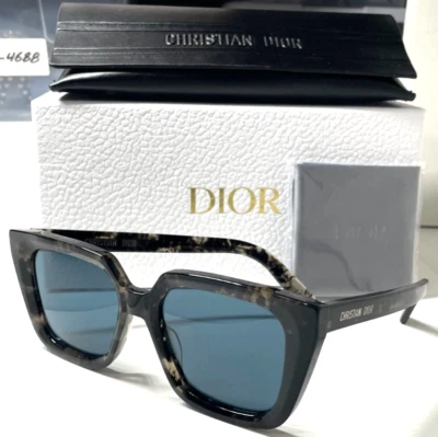 NEW CHRISTIAN DIOR DIORMIDNIGHT S1I 29C0 BLACK MARBLE/BLUE LENS SUNGLASSES 53-18 - Image 1 of 4