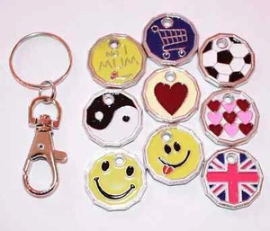 Neu Pfund Einkaufswagen 2 x Münztoken Schließfach Einkaufswagen Schlüsselring - Bild 1 von 3