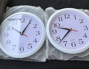 Bernhard Products - White Wall Clocks,10 Inch - Set of 2 Silent Non Ticking Q... - Picture 1 of 4