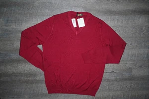 New ZILLI $1350 Cashmere Silk Red V - Neck Polo Sweater Pullover Sz 50 - Picture 1 of 3
