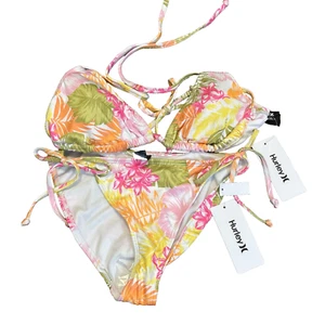 Hurley Bikini Set Women L Floral Print Moderate Coverage Underwire 2 Piece NEW - Picture 1 of 5