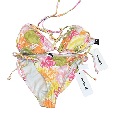 Hurley Bikini Set Women L Floral Print Moderate Coverage Underwire 2 Piece NEW - Image 1 of 4