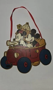 Kurt Adler Disney Mickey And Minnie Louse Sunday Drive Christmas Ornament Wooden - Picture 1 of 17