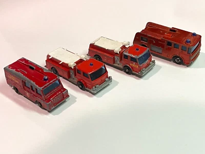 Matchbox Lesney lot of 4 fire trucks: 29 Pumper, 57 Land Rover, 35 Merryweather - Image 1 of 4
