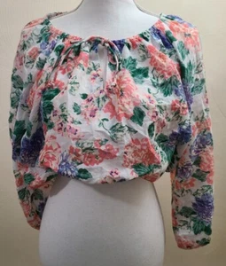NWT Cotton On Float On Blouse Keily Floral Print Tie Front 2XS XXS Long Sleeve  - Picture 1 of 5