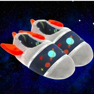 #336 NEW Kids Toddler Slippers Space Spaceship House Shoes Planets Slippers 9 10