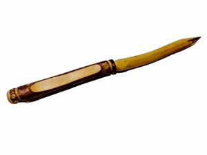 Vintage Hand Carved Strong Solid Oak Primitive Engravable Handle Letter Opener - Picture 1 of 18