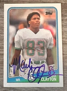 Tarjeta de 1988 firmada por Mark Clayton autografiada automática de los Miami Dolphins Topps - Imagen 1 de 2