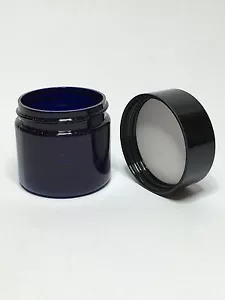 Plastic Jar, PET 50ml Cobalt Blue Jar And Black Lid With EPE Liner ANY AMOUNT - Picture 1 of 3