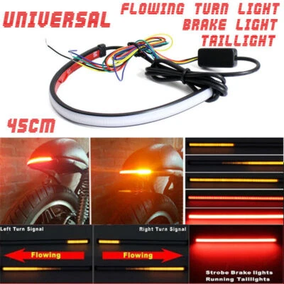 45cm Motorcycle Sequential Switchback Flowing LED Tail DRL Brake Turn Signals - Image 1 of 4