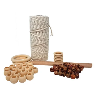 Set corda Macrame per principianti arti e mestieri kit con perline stringhe 3 mm cerchi e aste - Immagine 1 di 4