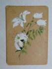 E759 carte postale taille main peinte fleur blanche 1897 vœux - stock de carte plus épais