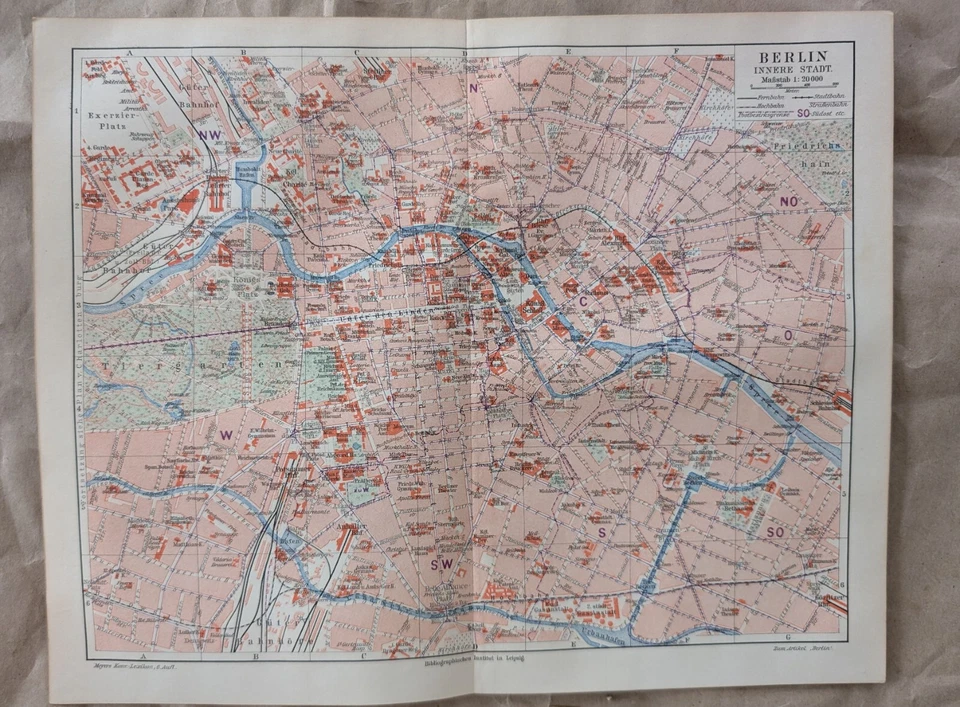 1907 Map of BERLIN INNER CITY. Original antique print  - Image 1 of 1