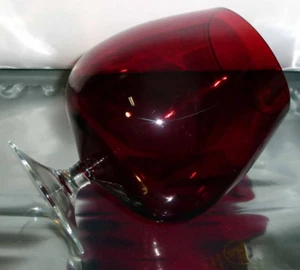 Vintage Ruby Red Wine / Cognac Glass Goblet - Picture 1 of 10