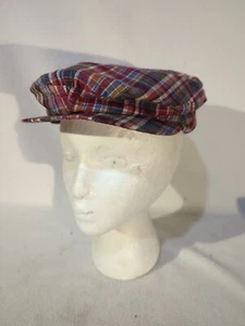 Vintage NOS Plaid Newsboy Cap / Flat Cabbie Hat American Gentleman ~ L/XL STY. B - Picture 1 of 14