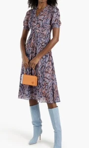 Abito Diane von Furstenberg Fleur arricciato stampa serpente crepe de chine taglia 2 - Foto 1 di 14