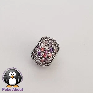 Genuine Pandora Multi Pink & Purple Mosaic Pavé Ball Silver Charm 791261ACZMX - Picture 1 of 8