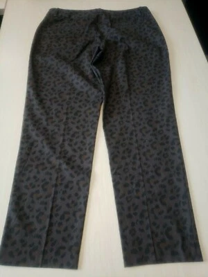 Calça de tornozelo Larry Levine estampa de leopardo escuro perna cônica fina tamanho 10 (32"x27) nova sem etiquetas - Imagem 1 de 4