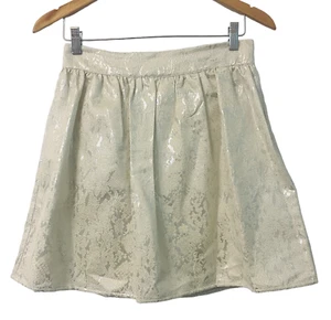 Copper Key Mini Skirt A Line Metallic White Silver Shimmer Iridescent Sz L Or M - Picture 1 of 12