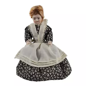 Bambola donna vittoriana in miniatura bisque bionda 5" posabile - vintage 1:12 - Foto 1 di 7
