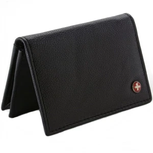 Alpine Swiss Expandable Business Card Case Genuine Leather Front Pocket Wallet - Picture 1 of 7
