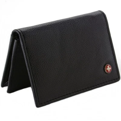 Alpine Swiss Expandable Business Card Case Genuine Leather Front Pocket Wallet - Image 1 of 4