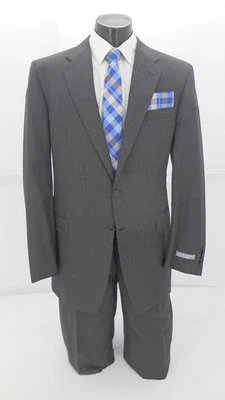 Hickey Freeman Dark Charcoal Stripe Men's Suit 100% Wool $199.99 44L/38W - Image 1 of 4