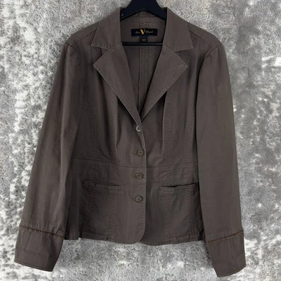 Chaqueta Blazer Gloria Vanderbilt Mujer Talla L Pana Marrón Manga Larga Algodón Foto 1 de 4