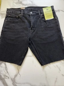 New Levi’s Jeans Men’s 512 Slim Fit Long Leg Cut Off Casual Shorts Black Size 32 - Picture 1 of 10