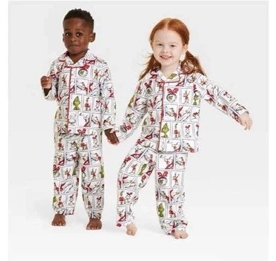 Grinch Toddler Christmas Pajamas PJs Flannel 2 piece Pajama Set 12M 18M 2T 3T - Image 1 of 3