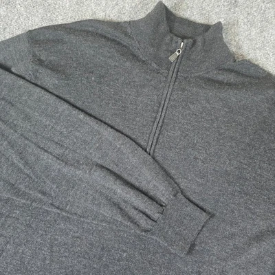 Joseph Abboud Men's Dark Gray 3X Extra Fine Merino Wool 1/4 Zip Sweater Classic - Image 1 of 4