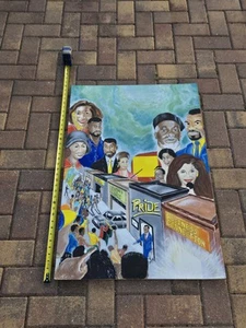 Original Painting on Board African American Pride, Business, Community OOAK - Picture 1 of 12