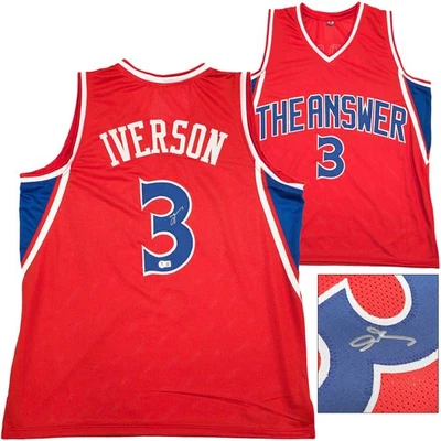 Philadelphia 76ers Allen Iverson Autographed Signed Red Jersey Beckett Witness - Image 1 of 4