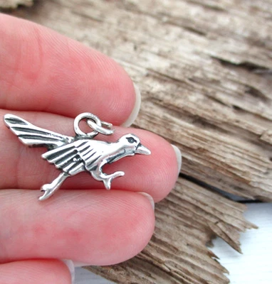 Carolyn Pollack Relios 纯银 925 Roadrunner 鸟 美洲原住民小饰品 — 第 1/3 张图片