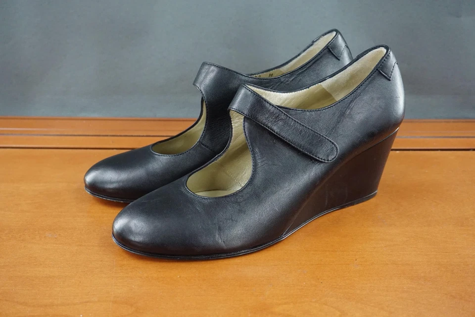 Zapatos Taryn Rose para mujer talla 7,5 negros cuña Mary Jane cuero hechos en Italia Foto 1 de 4