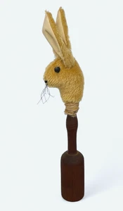 Primitive Country Easter Bunny Rabbit on kitchen wood masher Folk Art display - Picture 1 of 5