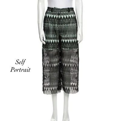 Self Portrait Black Mint Sheer Guipure Lace Culottes Pants NWT Size US 4 - Изображение 1 из 4