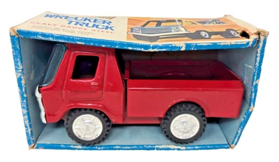 Vintage Bandai PICKUP TRUCK Fat Cat Heavy Gauge Pressed Steel IN WRECKER BOX - Image 1 of 4