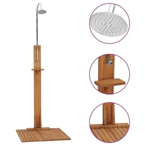 Teak Massiv Gartendusche Außendusche Pooldusche Campingdusche Dusche vidaXL - Bild 1 von 11