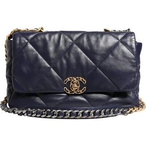 CHANEL Tasche Handtasche 19 2WEGE Kette Hand Schulter blau Leder groß gesteppt Serie 31 - Bild 1 von 11