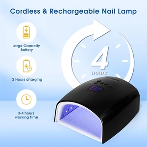 48 Watt UV LED Nail Lamp Rechargeable Cordless Gel UV Light for Nails, Profes... - Picture 1 of 7